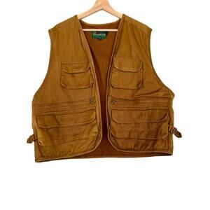 Vintage Brown Canvas Outdoor Sport Fishing Hunting Vest- Size Large, Gorpcore